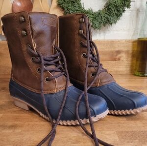 London Fog Brown and Blue Lace Up Boots